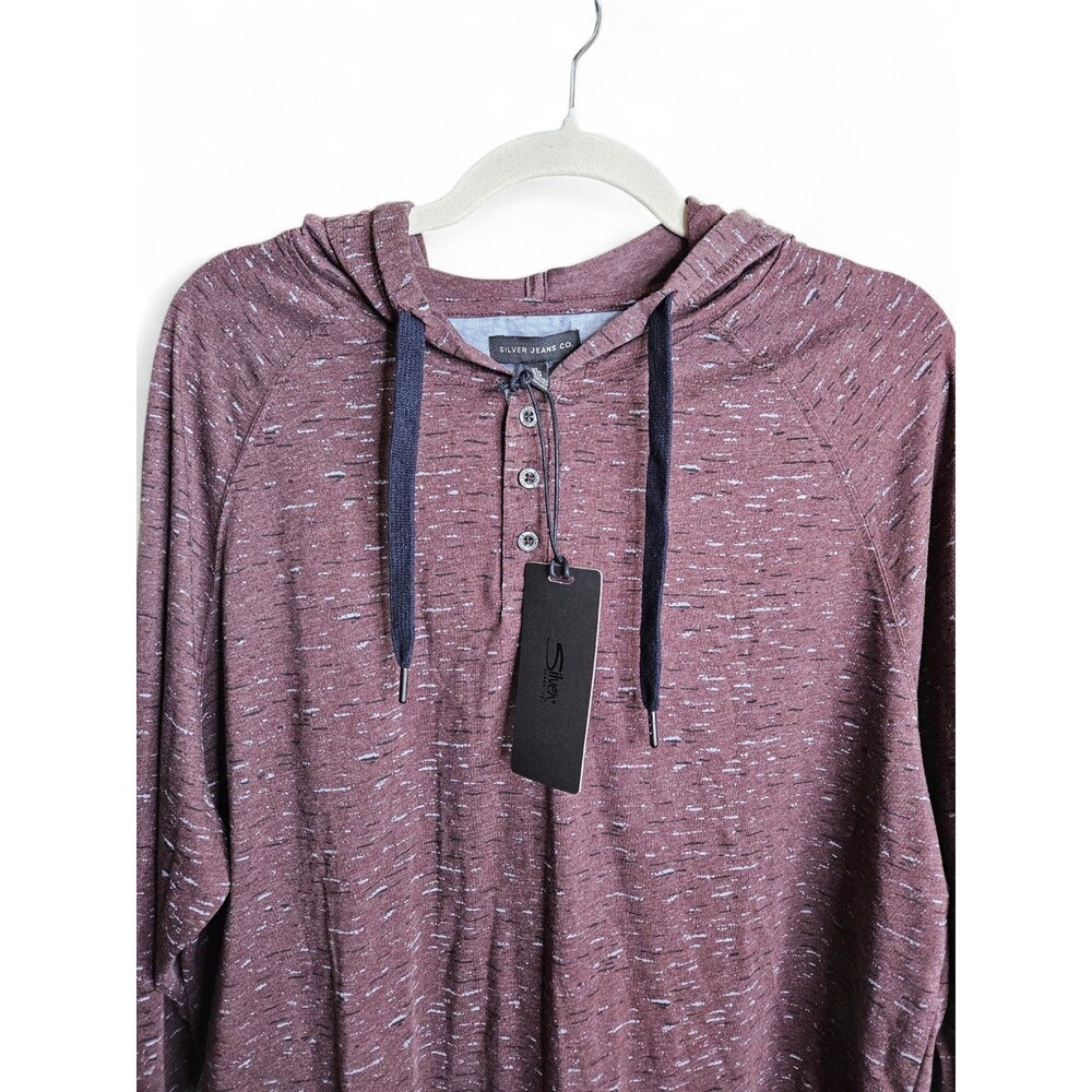 Silver Jeans Co Hoodie Mens XL Burgundy Pullover Hooded Shirt